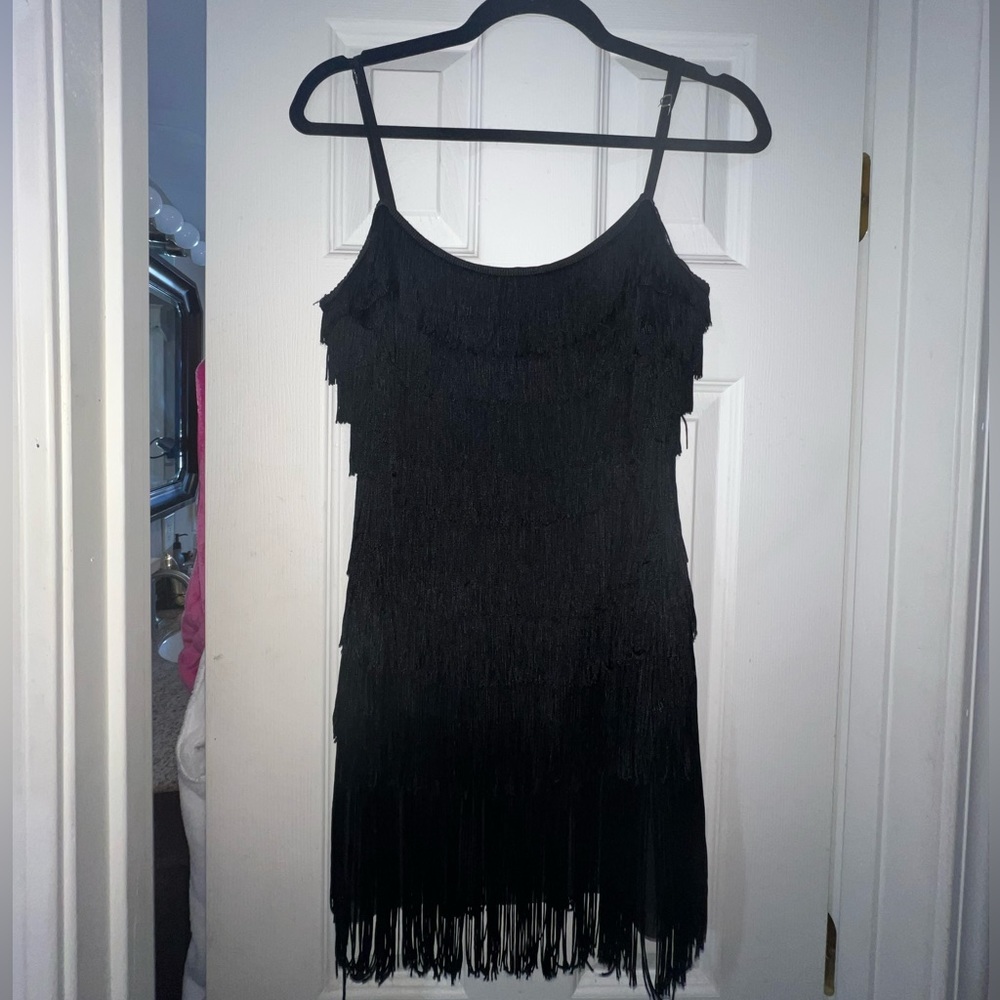 Fringed white fox dress